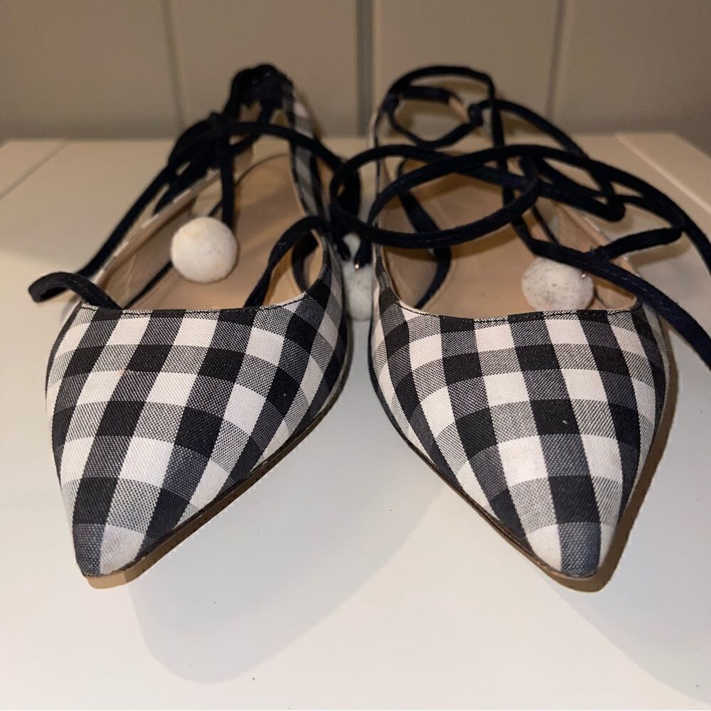 J. Crew Slingback Gingham Lace-Up Flats - Picture 4 of 4